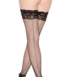 Fishnet Thigh High – One Size – Black