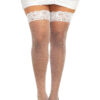 Fishnet Thigh High – Queen – White