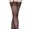 Sheer Lace Thigh High – One Size – Black