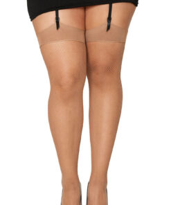 Fishnet Thigh High – Queen Size – Nude