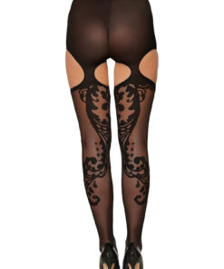 Patterned Garter Hose – One Size – Black