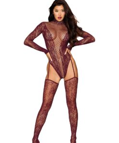 Teddy Bodystocking Dmnd – One Size – Cherry Lacquer
