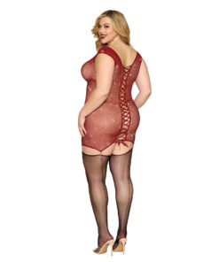Garter Slip Dmnd – One Size Queen – Red