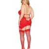 Garter Slip and G-String Dmnd – One Size Queen – Red