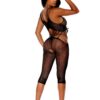 Crochet Cropped Bodystocking – One Size – Black