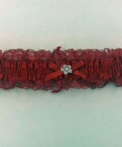 Satin Leg Garter – One Size – Red With Red Lace