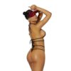 Lycra Bikini Top and Matching G-String With Black Trim – One Size – Red