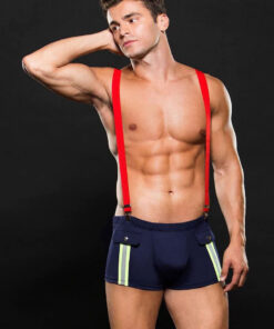Fireman Bottom With Suspenders 2 Pc – Medium/large – Navy Blue/red