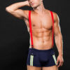 Fireman Bottom With Suspenders 2 Pc – Large/xlarge – Navy Blue/red