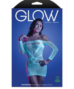 Ascension Long Sleeve Seamless Dress – One Size – White/blue