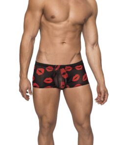 Kiss Me – Mini Short – Small – Sheer Lips Black