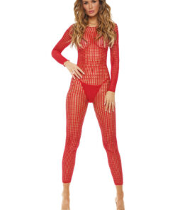 Crotchless Bodystocking – One Size – Red