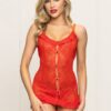 Two Piece Chemise Set – One Size – Red