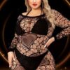 Long Sleeve Mini Dress – Queen Size – Black
