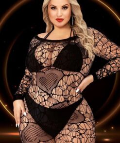 Long Sleeve Mini Dress – Queen Size – Black