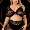 2 Piece Crop Top and Skirt Set – Queen Size – Black