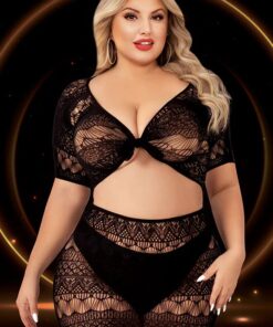 2 Piece Crop Top and Skirt Set – Queen Size – Black