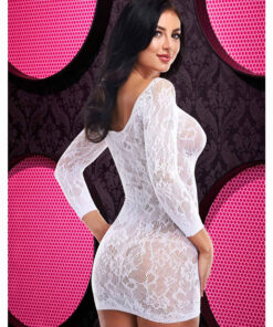Lace Off the Shoulder Mini Dress – One Size -White
